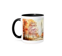 Da Gracias Por Las Abundantes Bendiciones De Dios. Día De Acción De Gracias Cristiano, Otoño. Mug Único Taza De Café Chic Tazas De Cerámica Para Té Oficina Bebidas Frías Y Calientes 330Ml