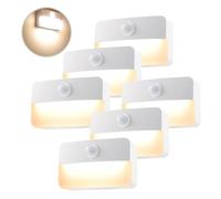 da LIGHT Luz nocturna con detector de movimiento en el interior, 6 unidades de iluminación LED para escaleras, luz de armario para coche, encendido/apagado, sensor de luz 3000 K, blanco cálido para