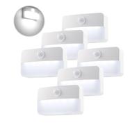 da LIGHT Luz nocturna con detector de movimiento en el interior, 6 unidades de iluminación LED para escaleras, luz de armario para coche, encendido/apagado, luz con sensor de luz 6000 K, blanco cálido