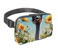 Da rienda suelta a tu aventura con nuestra riñonera de viaje, bolsa cruzada para correr, senderismo, ciclismo, perfecta para hombres y mujeres, lindo avestruz y flores, Multicolor#01,