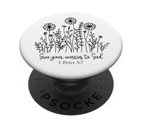da Tus Preocupaciones a Dios Cristianos Hombres Mujeres aman a Dios Jesús PopSockets PopGrip Adhesivo