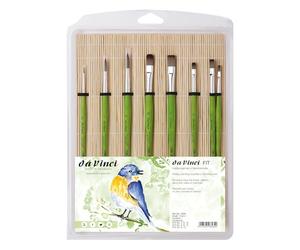 da Vinci, FIT Synthetics - Juego de Pinceles de bambú para Pasatiempos y escuelas, universales, para Pasatiempos, escuelas, Fabricado en Alemania, tamaños 2, 6, 10, 4, 8, 12, 6, 12, 0, Verde