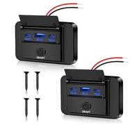 Daakro 2 unidades 72 W USB cargador de coche 12 V Dual PD3.0 tipo C y QC3.0 USB cargador rápido impermeable con interruptor para coche autocaravana barco moto camión