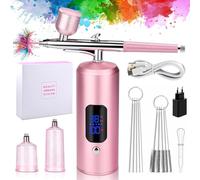 Daakro Juego de aerógrafo, pistola pulverizadora con compresor de 38 psi, kit de aerógrafo inalámbrico, mini aerógrafo cosmético recargable, decoración de tartas, arte de uñas, tatuajes y pintura