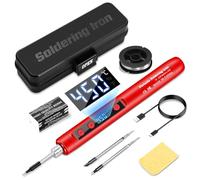 Daakro - Soldadores 2 en 1 con batería de 180 a 450 °C con temperatura | Soldador USB recargable con indicador LED, con alambre de soldadura, caja de herramientas, kit de soldador inalámbrico