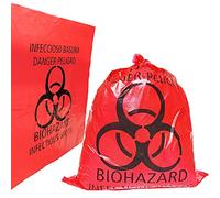 Daarcin 20 bolsas de basura rojas de 42 x 51 cm, con símbolo de peligro, desechables, peligrosas, para eliminación de residuos infecciosos (20)