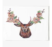 Daawqee Tapiz Tapestries Wall Hangings 80 x 60 Inches Ribbon Deer Flowers Place Text Hand Drawn Abstract Wall Hanging Tapestries Decor Home Bedroom Living Kids Girls Boys Room Dorm