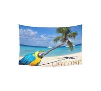 Daawqee Tapiz Tapestry Caribbean Beach Palm Tree Parrot Tapestries Wall Hanging Flower Psychedelic Tapestry Wall Hanging Indian Dorm Decor Living Room Bedroom 60 X 80 Inch