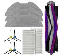 Daaxing Cepillos laterales principales Filtros Hepa paños de fregona para M9 para Eureka NERE10s E10S A8 Robot Partes de repuesto (10 unidades)