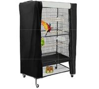 Daaxing Funda grande lavable para jaula de loro, con solapas frontales ajustables, cubierta universal para jaula de pájaros, cubierta de sombra negra, cubierta de jaula de pájaros transpirable (89 x