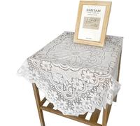 Daaxing Mantel de encaje vintage blanco para mesa de centro, a prueba de polvo, respetuoso con la piel, mantel a prueba de polvo, mueble de TV, hogar, comedor, picnic, decoración de mesa (60 x 60 cm)