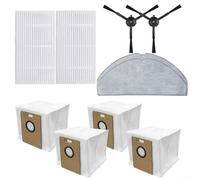 Daaxing Paquete de 10 filtros de bolsa de polvo para trapeador lateral para Tapo RV30 Max, RV30 Max Plus, RV20 Max, RV20 Max Plus, RV20 Max Plus Robot Partes de repuesto, 2 cepillos laterales, 2 paños