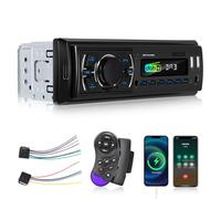Dab+ Autorradio - Radio Coche 1 DIN Bluetooth con Radio FM, Disco USB/Puerto AUX/TF, Memoria Sin Energía, Grabación, Control del Volante