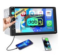 [Dab+] CAMECHO Dab Carplay Autoradio 2 DIN 7" IPS Pantalla táctil, inalámbrico Android Auto, Carplay Doble DIN Radio para Coche Reproductor MP5 con Radio Bluetooth FM EQ AUX USB SWC+Cámara Trasera