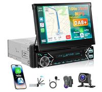 Dab+ CarPlay Android Auto 1Din Radio Coche, Motorsi Pantalla Coche Táctil 7 Pulgadas Autoradio, Radio Auto Soporte Bluetooth/MirrorLink/FM/USB/AUX/Type-C/Remote Control/7 Color Backlight+Cámara