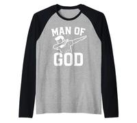 Dab for Jesus Father’s Day Man of God Christian Dad Funny Camiseta Manga Raglan