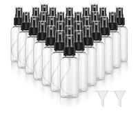 Dabacc Paquete de 30 mini botellas de spray transparentes de 2 onzas con tapa de pulverización de bomba - para aceites esenciales, viajes, perfumes - Botellas de plástico vacías recargables y