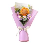 DABAIXIONG Flores de hilo para manualidades, flores artificiales tejidas a mano, regalo decorativo hecho a mano para el día del profesor, regalo de cumpleaños, ramo de lana de girasol hecho a mano