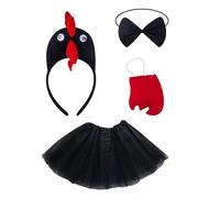 DABAIXIONG Juego de aros de pelo de animal, disfraz de pollo, guantes, corbatín, cola, diademas, diadema de pollo, diadema de pollo, aro de pelo de pollo