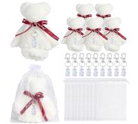 DABAIXIONG Llaveros de oso de peluche, etiquetas de agradecimiento, bolsas de organza blancas, toallas para baby showers, regalos de boda, fiesta de cumpleaños