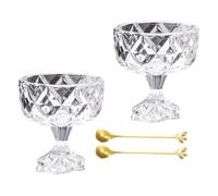 DABAIXIONG Tazón de helado de vidrio grueso con patas de tallo alto multiusos para postre, queso, ensalada de frutas, cocina, comedor, elegante cuenco de ensalada con soporte