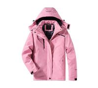 DABAOK Chaqueta de forro polar de talla grande para mujer, chaqueta impermeable resistente al viento para hombre, abrigo de invierno para nieve, rosa, 3XL