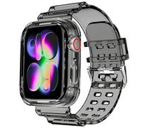 DABAOZA Correa transparente compatible con Apple Watch con funda de parachoques de 41 mm, 40 mm, 38 mm, correa deportiva de TPU con purpurina para iWatch SE Ultra 3 2 Series 11 10 9 8 7 6 5 4 3 2 1