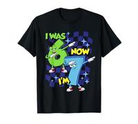 Dabbing 67 A Cuadros yo era 6 Ahora Soy 7 Niño de cumpleaños Divertido 67 Camiseta