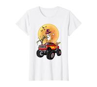 Dabbing Bull Terrier Perro Bruja Monster Truck Halloween Camiseta gráfica económica, Mujer, Blanco, XS