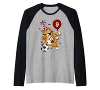 Dabbing Cool Cat - Fútbol de fútbol para 9º cumpleaños Camiseta Manga Raglan
