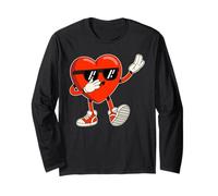 Dabbing Corazón Dibujo Animado Baile San Valentín Manga Larga