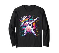 Dabbing Cow Cattle Dairy Farmer Kids Boys Cow Lovers Manga Larga