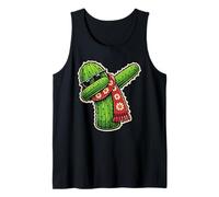 Dabbing Cozy Cactus Usando Bufanda Hilo Amante Fibra Artista Camiseta sin Mangas