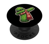 Dabbing Cozy Cactus Usando Bufanda Hilo Amante Fibra Artista PopSockets PopGrip Adhesivo