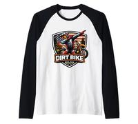 Dabbing Dirt Bike Rider Teen Kids Motocross American MX USA Camiseta Manga Raglan