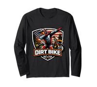 Dabbing Dirt Bike Rider Teen Kids Motocross American MX USA Manga Larga