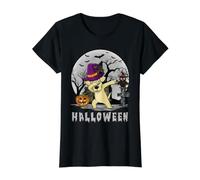 Dabbing Dog Halloween Labrador Retriever Dog Dab Hat Witch Camiseta gráfica económica, Mujer, Negro, S