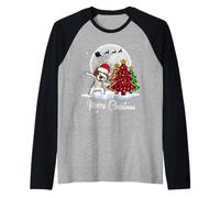 Dabbing German Shorthaired Pointer Dog Christmas Tree Xmas Camiseta Manga Raglan