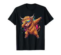 Dabbing Highland Cattle Sunglasses Kids Boys Cow Lover Camiseta