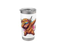 Dabbing Highland cattle Sunglasses Kids Boys Cow Lover Vaso térmico de acero inoxidable de doble pared