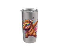 Dabbing Highland cattle Sunglasses Kids Boys Cow Lover Vaso térmico de acero inoxidable de doble pared