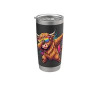 Dabbing Highland cattle Sunglasses Kids Boys Cow Lover Vaso térmico de acero inoxidable de doble pared