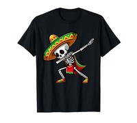 Dabbing Mexican skeleton Poncho Cinco de Mayo Let's Fiesta Camiseta