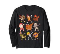 Dabbing Pavo Santa Peregrino Acción de Gracias Divertido Dab Manga Larga