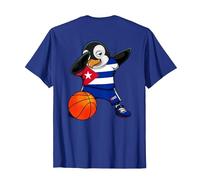 Dabbing Pingüino Cuba Baloncesto Bandera Cubana Deporte Camiseta, Hombre, Azul Real, 3XL