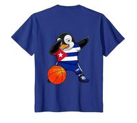Dabbing Pingüino Cuba Baloncesto Bandera Cubana Deporte Camiseta, Niños, Azul Real, 6 años