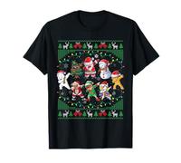 Dabbing Santa Elf Friends Christmas Lights Boys Girls Xmas Camiseta