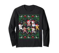 Dabbing Santa Elf Friends Christmas Lights Boys Girls Xmas Manga Larga