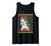 Dabbing Santa Unicornio Ugly Christmas Sweater Pattern Mujer Camiseta sin Mangas