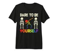 Dabbing Skeleton Dare To Be Yourself Gay LGBT Pride Month Camiseta Premium